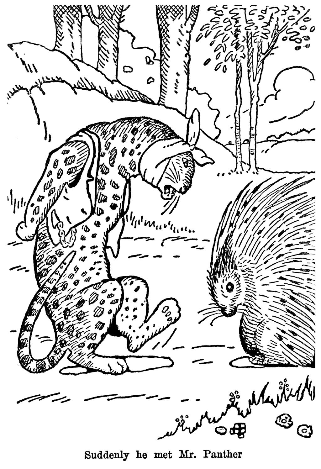 Mother West Wind/Peter Rabbit Free Downloadable Coloring Book 11 Suddenly he met Mr. Panther.
