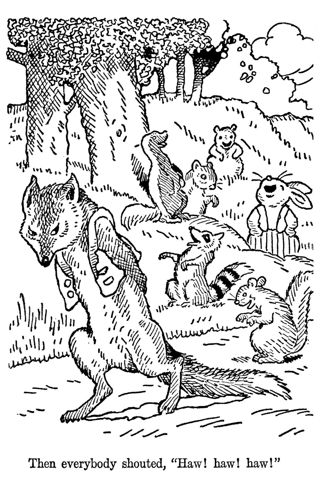 Mother West Wind/Peter Rabbit Free Downloadable Coloring Book 9 The everybody shouted, Haw!