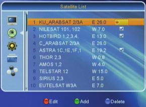 - Antenna Connection - Satellite List - Antenna Setup - Single Satellite Search - Multi Satellite Search - TP List OSD 24 4.1.