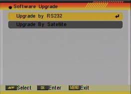 TOOLS 6.5. SOFTWARE UPGRADE There are two ways of upgrading the software of the receiver as you can see at OSD 81. OSD 81 6.5.1. RS232 UPGRADE 1.