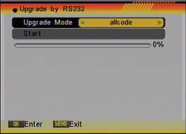 Connect master receiver or PC to the slave receiver via serial interface (0-Modem cable). Enter the Software Upgrade menu of the master receiver and press [ ] to change the upgrade mode.