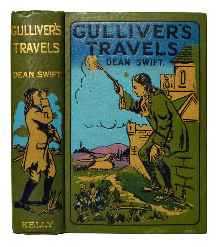 55. SWIFT (Dean). Gulliver's Travels. A Voyage to Lilliput. Colour frontispiece and four plates 8vo. [197 x 130 x 41 mm]. [1]f, 361, [3] pp.