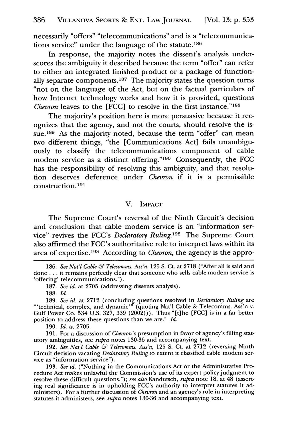Jeffrey S. Moorad Sports Law Journal, Vol. 13, Iss. 2 [2006], Art. 4 386 VILLANOVA SPORTS & ENT. LAw JouRNAL [Vol. 13: p.