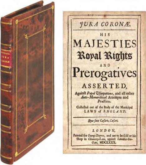 18 CATALOGUE 88 RIGHTS RESERVED BY THE CROWN: JEFFERSON OWNED A COPY OF THIS BOOK 18 [BRYDALL, JOHN (B.1635?)]. N o 18 Jura Coronae.