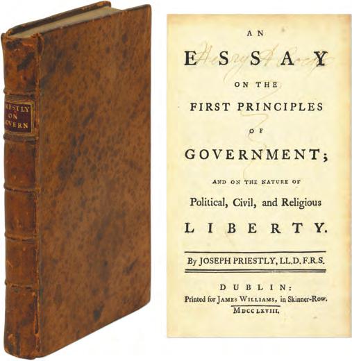 72 CATALOGUE 88 100 PRIESTLEY S FIRST SUBSTANTIAL POLITICAL WORK, AN INFLUENCE ON THE CONSTITUTIONAL THOUGHT OF THE AMERICAN FOUNDING FATHERS PRIESTLEY, JOSEPH [1733-1804].