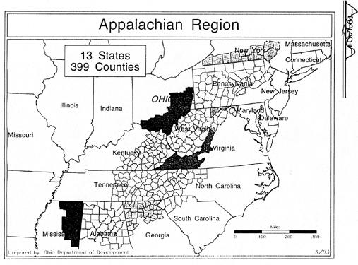 Historical Background Politically, if not geographically, Appalachia consists of 13 states and 399 counties in the southern Appalachian mountains of the United States, usually agreed upon as
