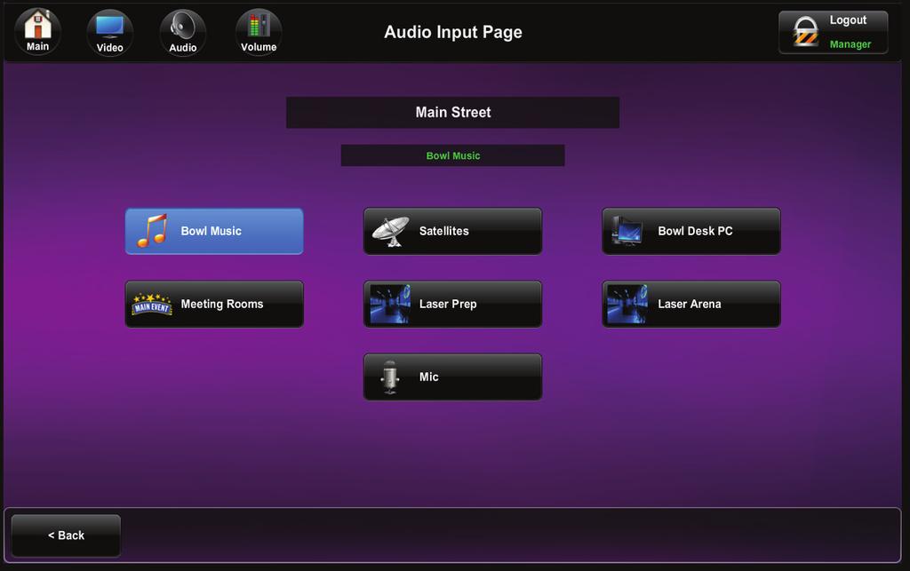 Video Input Page Select source you want to affect.