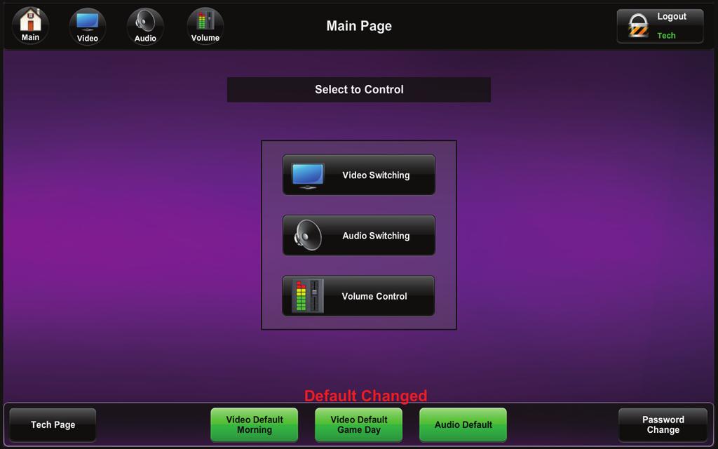 Advanced Tech Only User Guide Touch Panel Disabled In the event the Touch Panel Disabled screen appears, press and hold