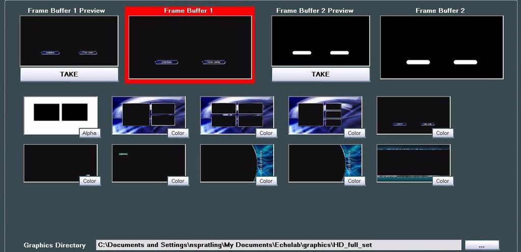 15.0 CONDUCTOR 15.4 Graphics 1. Frame Buffer Selector Frame Buffer Preview The preview provides a security feature in that you are able to review what you will be sending to air before doing so.