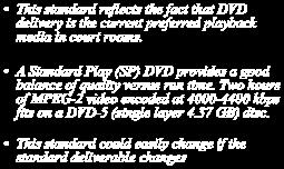 63 Slide 27 STANDARD #4 Random Thoughts This standard reflects the fact that DVD delivery is the current preferred playback media in court rooms.