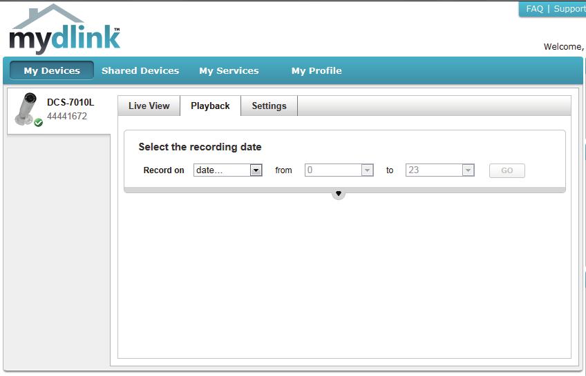 Section 3: mydlink Playback The Playback tab allows you to