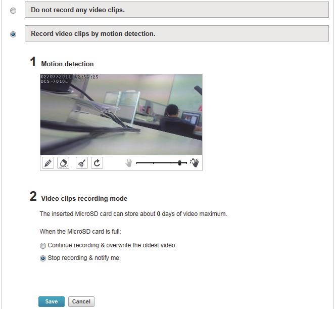 Section 3: mydlink Record video clips when motion is detected: Recording Settings Select this option to enable the automatic recording when motion is detected.