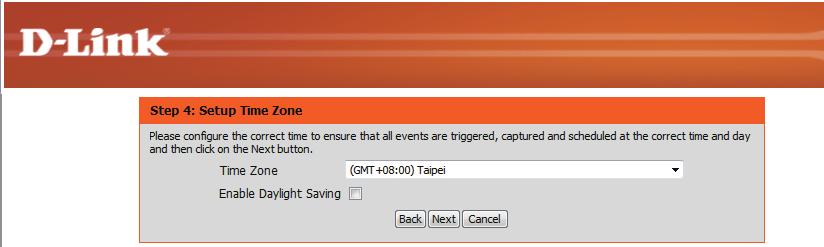 Configure the correct time to ensure that all events will be triggered as scheduled. Click Next to continue.