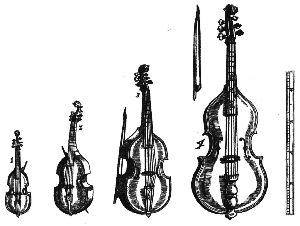 30 Viol Family (bowed): The viol family is a relative and predecessor to our modern string family of violin, viola, cello, and double bass.