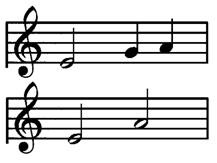 Fig. 6. A possible scenario for a note conversion: merging two notes between each musical line.