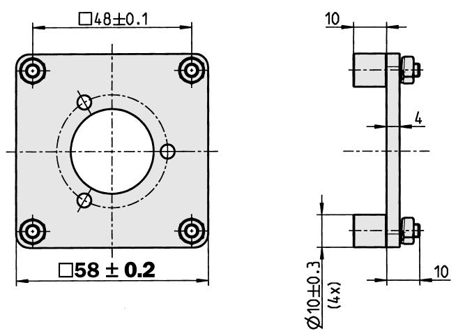 Adaption BEF-FA-2-2 32 622 To mm servo flange General tolerances according to DIN ISO 2768-mk Adaptor flange of aluminium for face mount flange,  Adaption