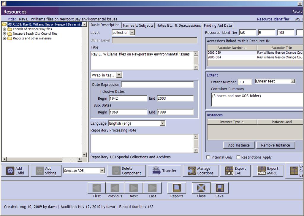 Collection-Level Basic Description Enter basic collection-level information into the Resource record using the Basic Description tab.