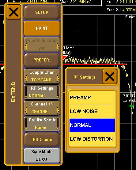 RF Settings Using RF Settings one influences the input section of an MSK 200.