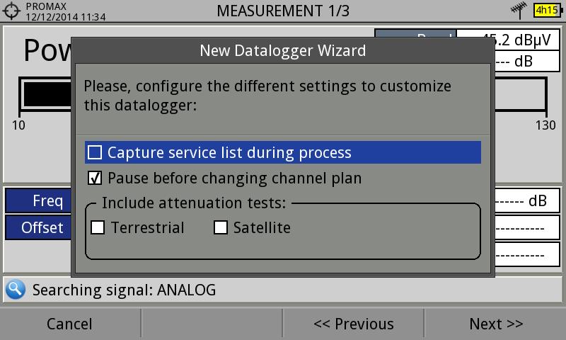 Figure 46. In the next window, the user can select an option to capture de service list when performing the datalogger (this option slows down the process but provides more information).