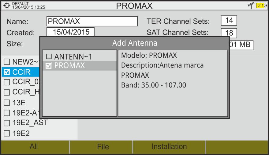 7.8.4 Creating and importing calibration tables The user can import the antenna calibration data obtained from the manufacturer.