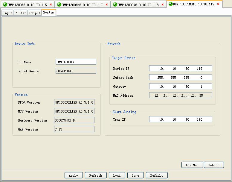 DMM-1000 PBI System menu Device Info Unit Name: User can edit the unit name.
