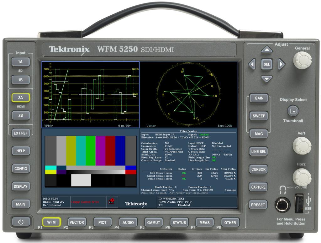 SDI/HDMI Multiformat Compact Waveform Monitor WFM5250 WFM5250 Front Panel.