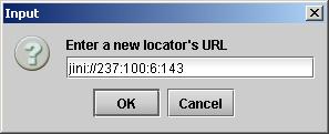 Remote System Admistration opens the Jog Locators wdow, which lists remote lookup services to which this REF- 1801 is registered.