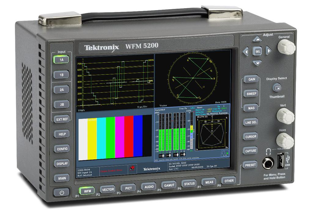 Multiformat, Multistandard Compact Waveform Monitor WFM5200 Data Sheet Simultaneous CEA708/608 Closed Caption monitoring; Teletext and OP47 subtitle monitoring Detect and decode ANC data including