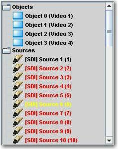 SM-XX Object and Source Explorer The Objects folder contains the list of current objects and each object s given name. The currently selected object is highlighted.