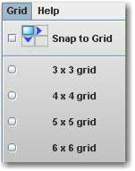GRID Menu The grid menu enables the Editor Workspace to be defined by a grid for ease of aligning tiles in a regular arrangement.