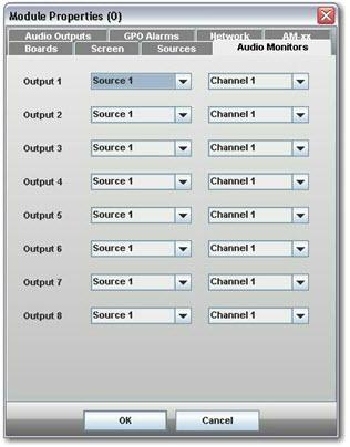 SM-XX Audio Monitors Tab Outputs 1 to 8 - audio monitor output channel selection