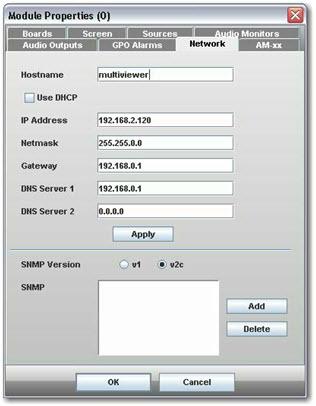 SM-XX Network Tab Hostname - enter friendly name for SM-xx. Use DHCP - check to use DHCP for automatic acquisition of network settings. Uncheck for entry of fixed network settings.