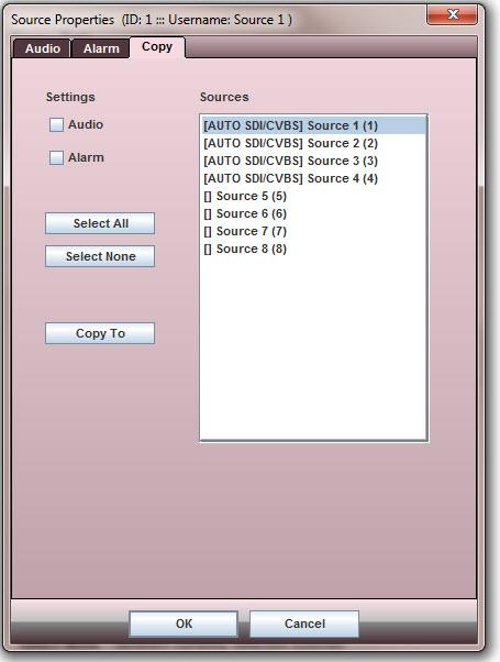 SM-XX Copy Tab Audio - check to copy audio settings from selected source/s 1 to 40.