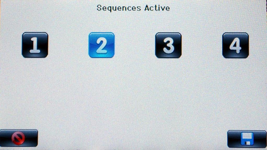 Sequences Active The Sample Sequencer 5 is capable of sequencing up to four different analyzers. Select the number of analyzers to be sequenced. Figure 19. Sequences Active screen 1.