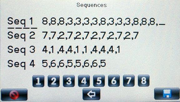Continue start-up with Sequences on page 33. Sequences The order in which the sample sequencer opens sample points can be customized. The Sequences screen displays the active sequences. Figure 20.