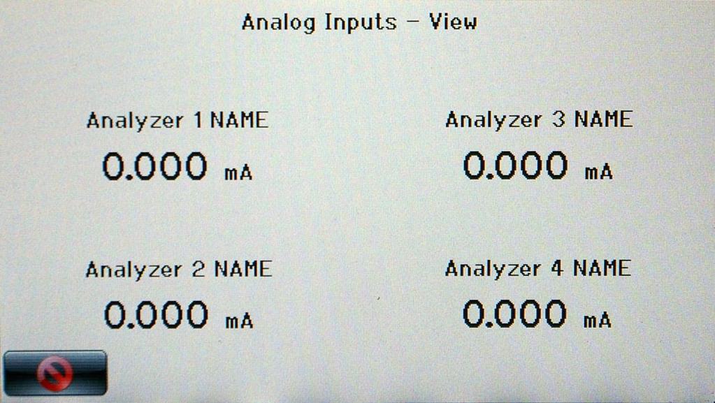 Additional Features Analog Inputs View: This screen displays the 4 20 ma values for the analog inputs. No changes can be made from this screen. Figure 30.