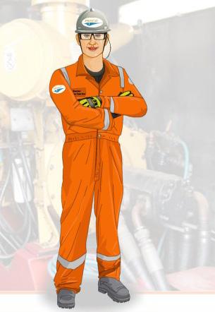 Rig Worker When using a rig worker graphic, they must exemplify Ensco PPE
