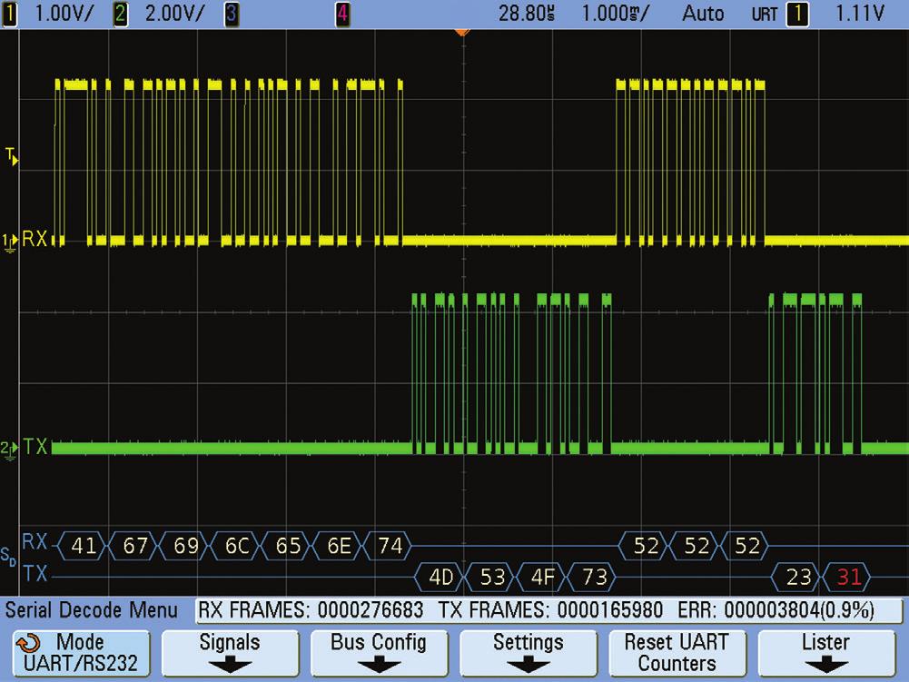 04 Keysight RS-232/UART Triggering and Hardware-Based Decode (N5457A) for InfiniiVision Oscilloscopes - Data Sheet Triggering Figure 4 shows the available selections for triggering on RS 232/ UART