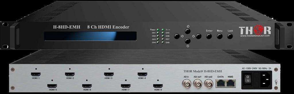 HIGH CAPACITY H.264 ONLY ASI / IP ENCODERS 8 X HDMI For Highest Quality H.264 Live Video Encoding H-8HD-EMH: 8 HD ENCODER & MULTIPLEXER WITH 8 HDMI INPUTS 8 HDMI Inputs MPEG-2 Out H.