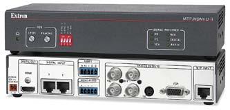 Extenders 104 Fiber Optic Extender The Extron 104 Fiber Optic Extender is a transmitter and receiver set that provides an effective, economical solution for extending single link -D signals long
