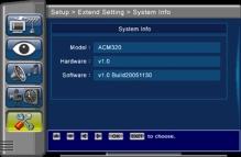 Setup-Default-System Info Select System Info for information on the hardware and software of this device.