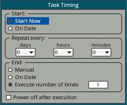 Task planner This function allows to set a set-up task list, both for screen capture or Datalogger