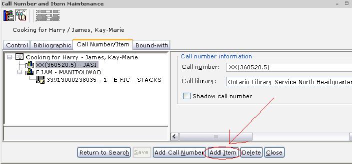 5. The Library for New Call Number dialog box appears. Choose your library, and then click OK. 6.