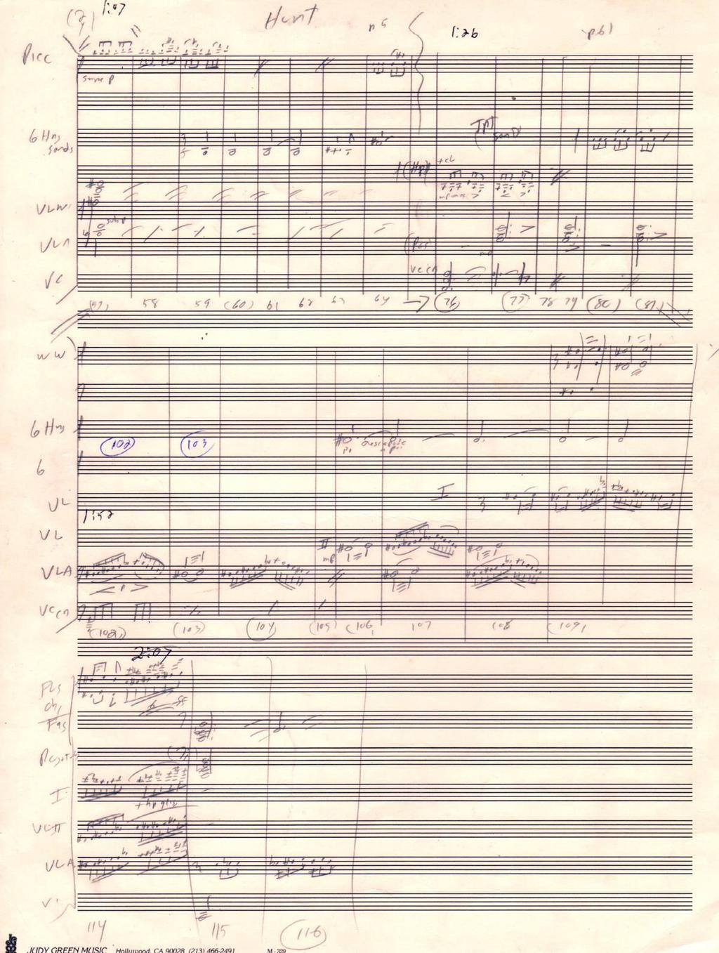 notes tied to next bars, while Pos/tuba play C/Eb/G/B (C min 7 th ) tied to next bars.