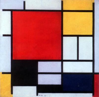 Composition with Large Red Plane, Yellow, Black, Gray, and Blue (1921) Slika 14: Piet Mondrian: Composition with Large Red Plane, Yellow, Black, Gray, and Blue. 1921.