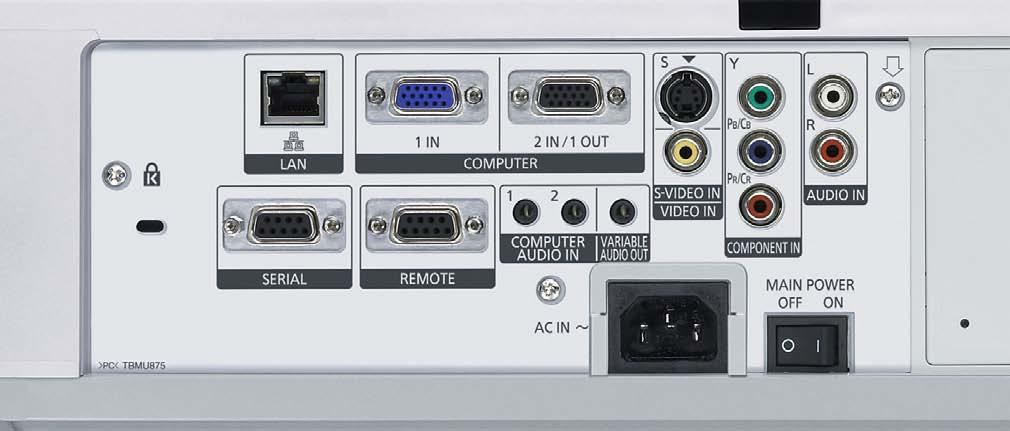 : ALS Designed for versatility, each projector comes equipped with a host of connection terminals.