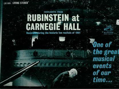 Tino s LPs list 3 RCA LSC2605 RUBINSTEIN at Carnegie Hall 1962 original!