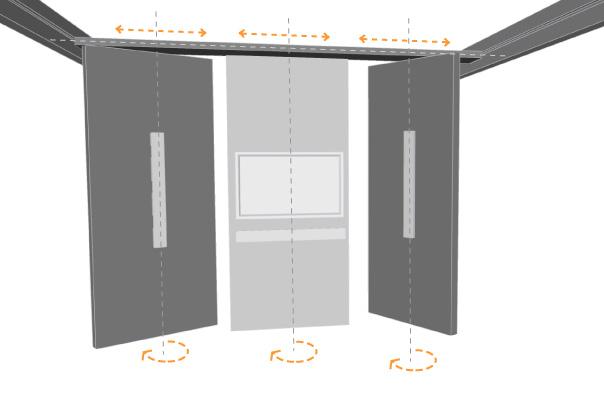 The Multi Panel Trak system is the only wall system in the world that slides, stacks and at the same time has wiring running to desired panels.