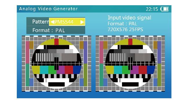 Press the key to select analog video generator. Press the key or wait 2 seconds to enter the analog video generator function. 3.6.1 Analog Video Generator Screen A.