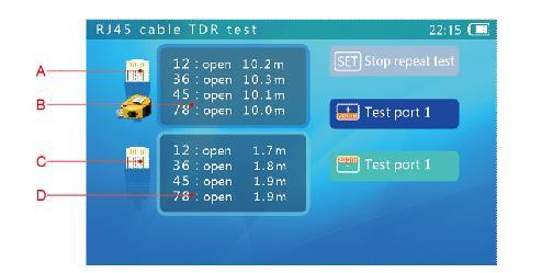Press the key to select the cable TDR test function.